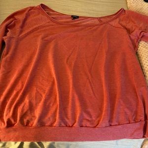 Light red off the shoulder long sleeve shirt